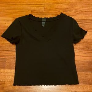 Black ruffle top